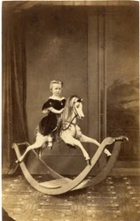 Young Girl on Large Rocking Horse, 1860s